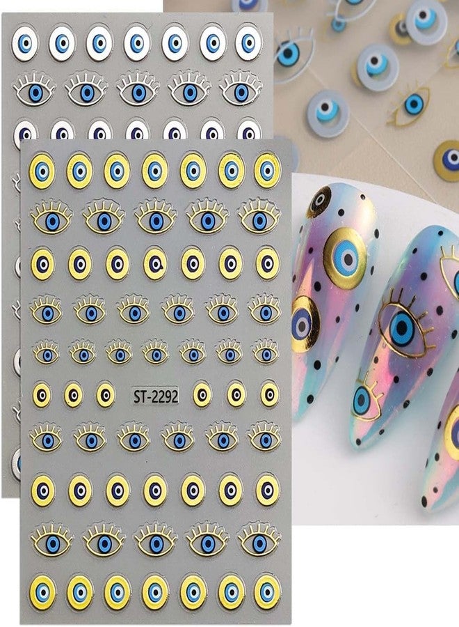 SPLOCUDU 12 Sheet Gold Eye Nail Stickers Decals 3D Self Adhesive Goth Nails Decals Gold Silver Sun Star Nail Art Stickers Metallic Snake Horror Eye Gothic Design Sticker for Women Manicure Decoration - Image 4